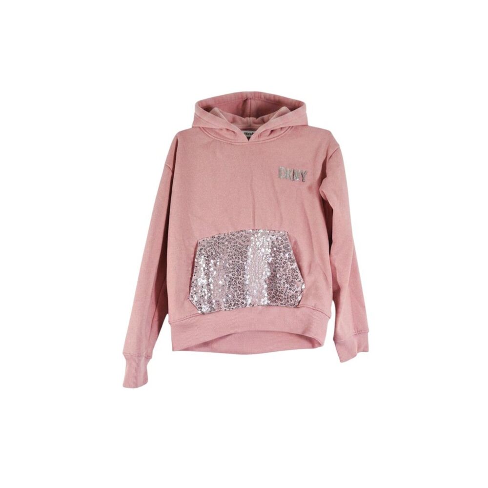 DKNY Girls Pink Flip Sequin Hoodie Sweatshirt Size 6X Sparkle